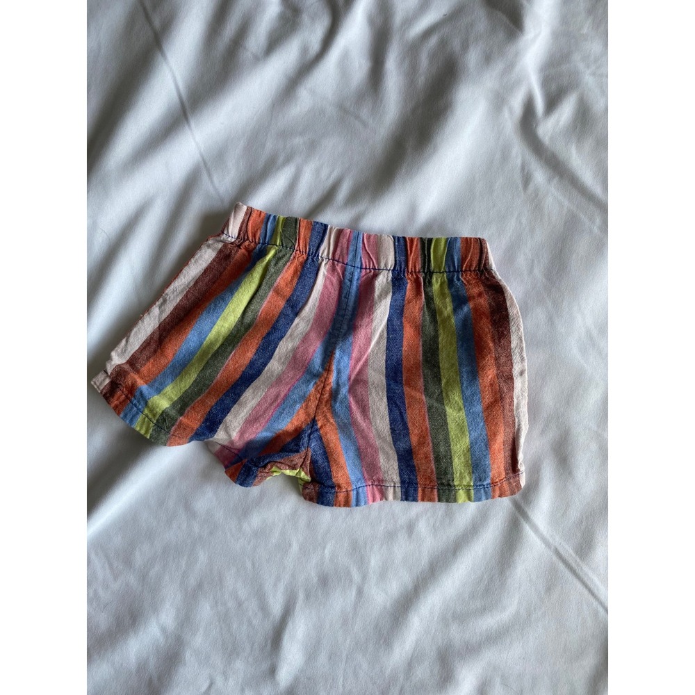 Carter's Unisex Striped Linen Blend BOHO Shorts Size 6m Multi-Color